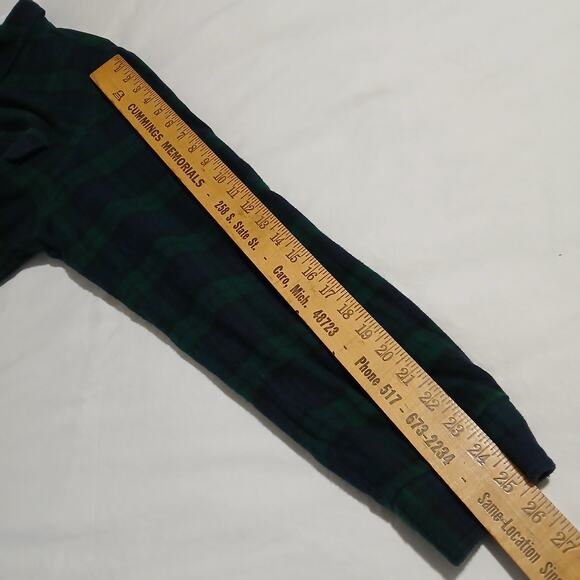 L.L.Bean Medium Tall Men's 100% Cotton Flannel Polar Fleece Lined Green/Blue - Picture 7 of 11